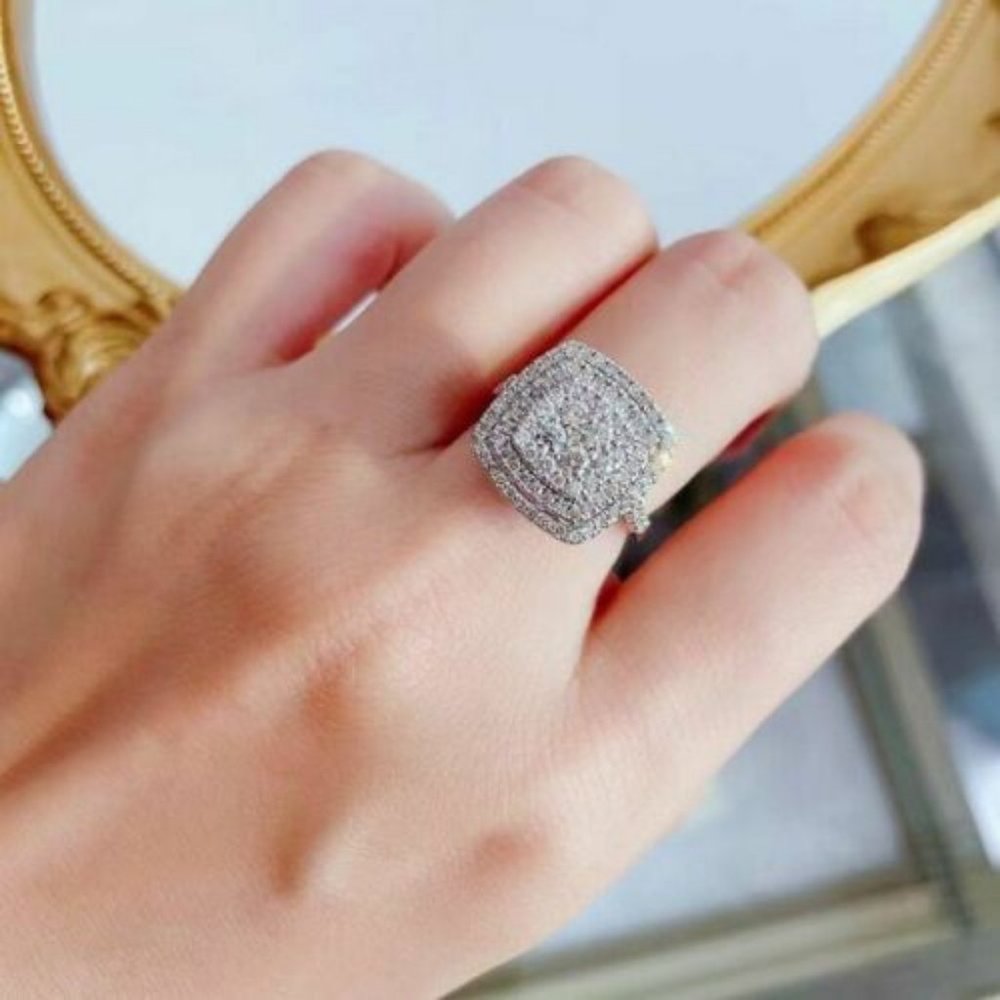 925 Sterling Silver White Sapphire Diamond Ring - Picture 3 of 6